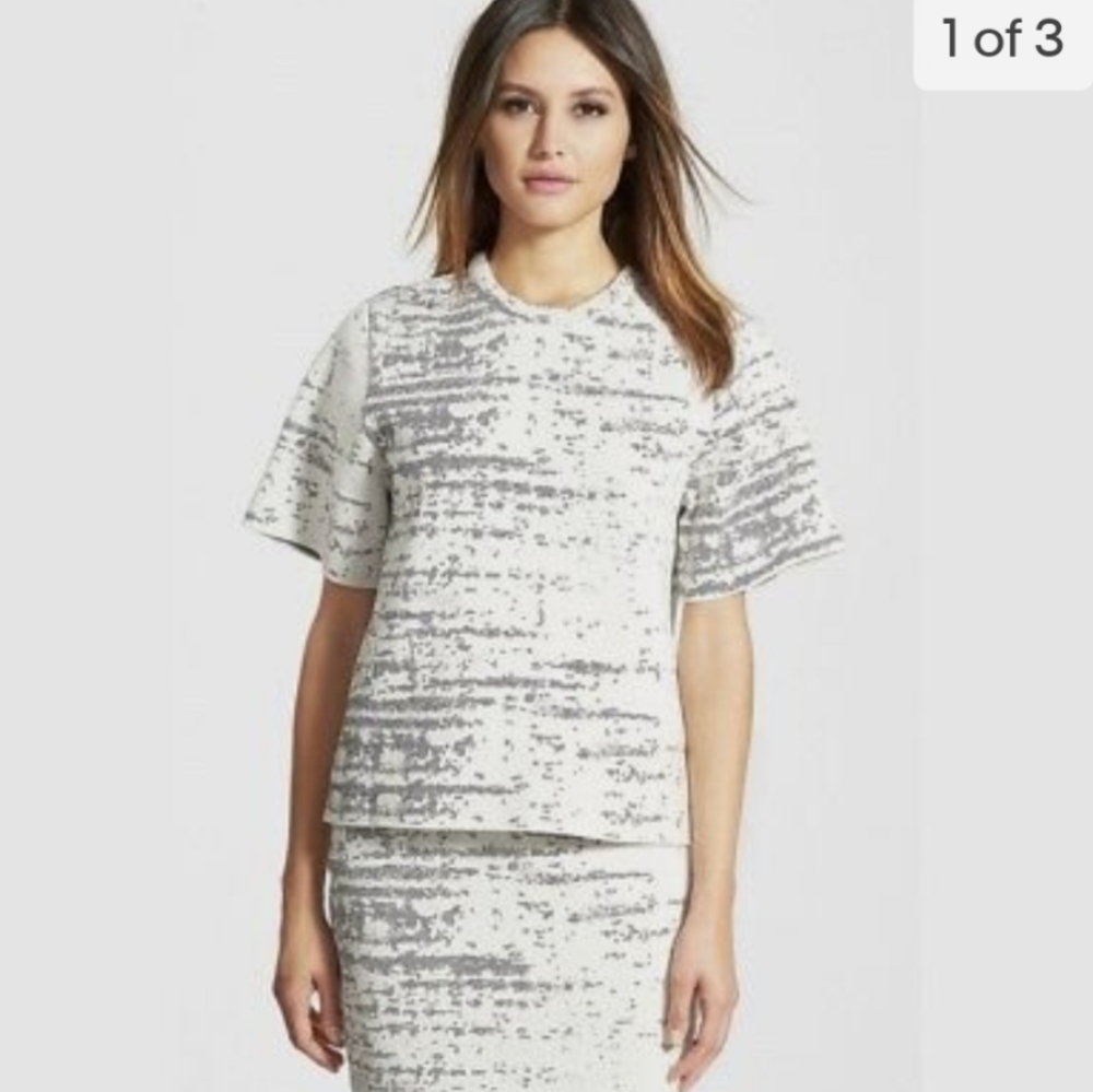 Pink tartan pixelated jacquard skirt set small